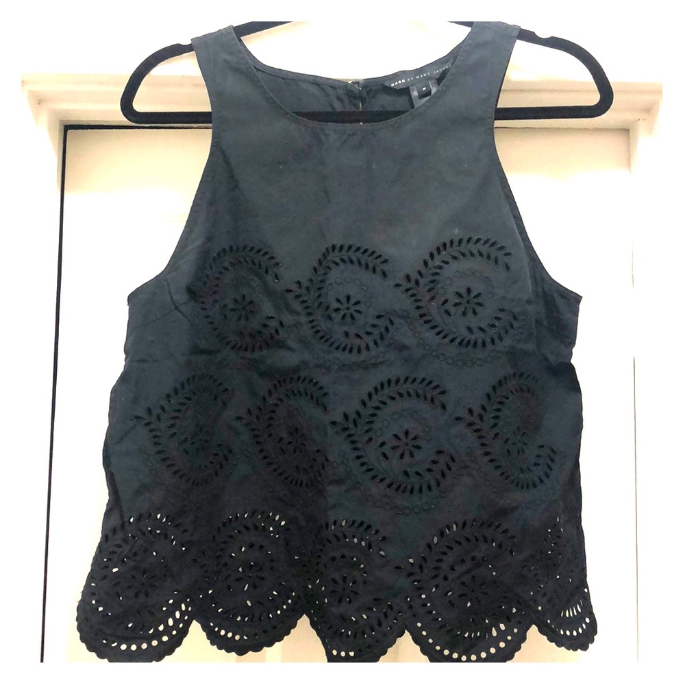 Marc by Marc Jacobs black eyelet top scallop edge